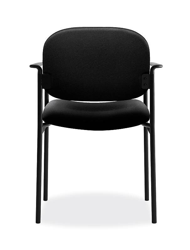 HON Scatter Fabric Stacking Guest Chair, Fixed Arms, Black