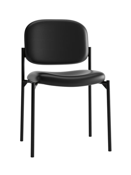 HON Scatter Stacking Guest Chair, Black SofThread Leather