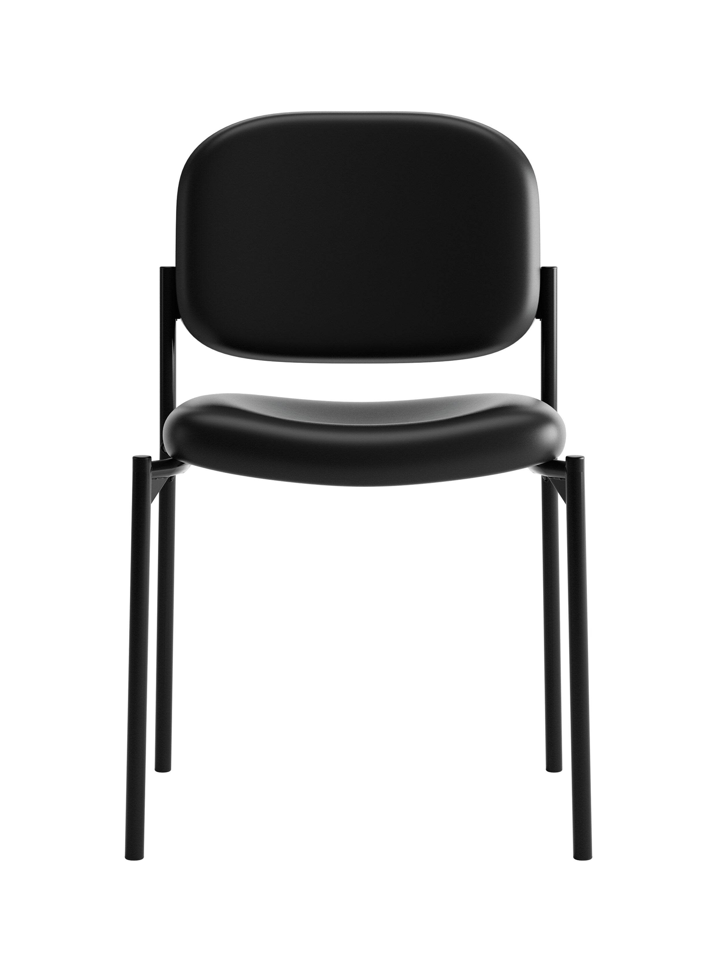 HON Scatter Stacking Guest Chair, Black SofThread Leather