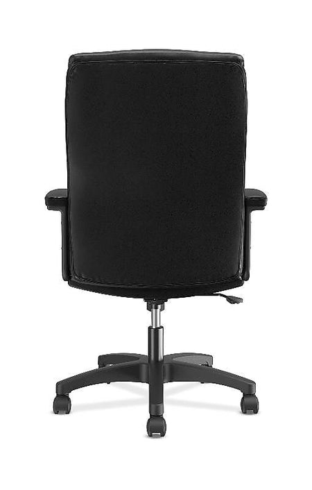 HON SofThread Leather High-Back Executive Chair, Center-Tilt, Fixed Arms, Black