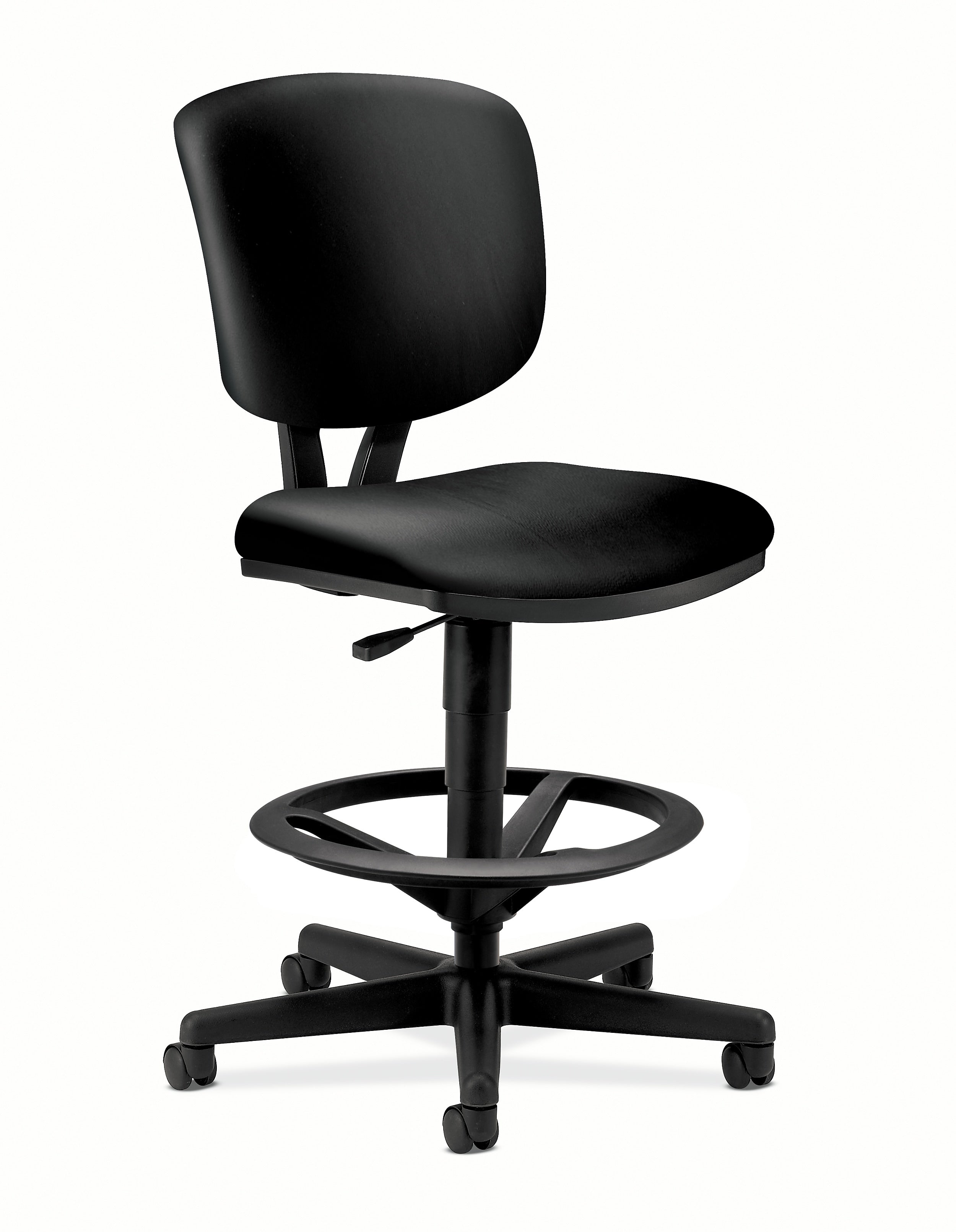 HON Volt SofThread Leather Computer and Desk Stool, Black