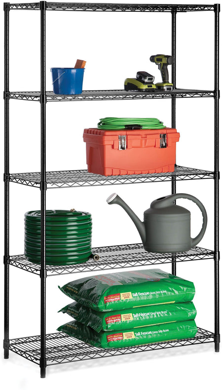 Honey Can Do 5-Shelf Metal Unit, 42"W, Black