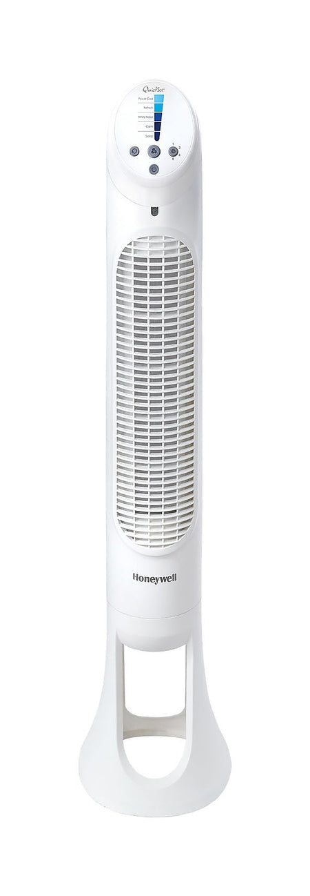 Honeywell QuietSet 32.8"H 5 Speed Oscillating Tower Fan, White