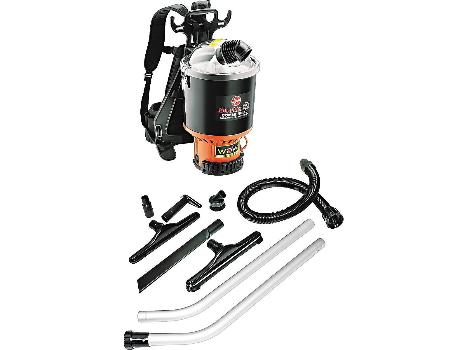 Hoover Commercial Shoulder Vac Pro Backpack Vacuum, Black/Orange