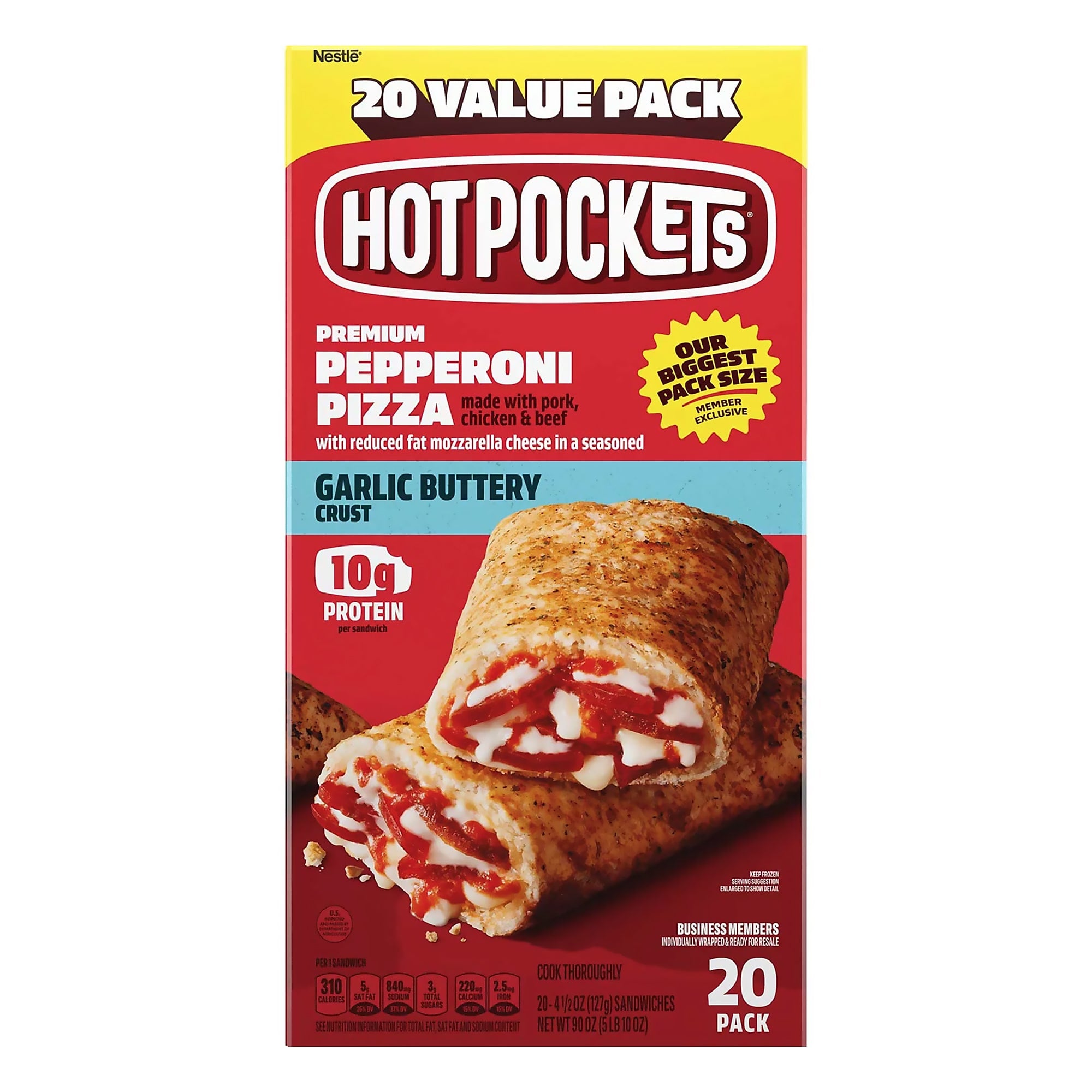 Hot Pockets Pepperoni Pizza Sandwiches, Frozen, 20/Box