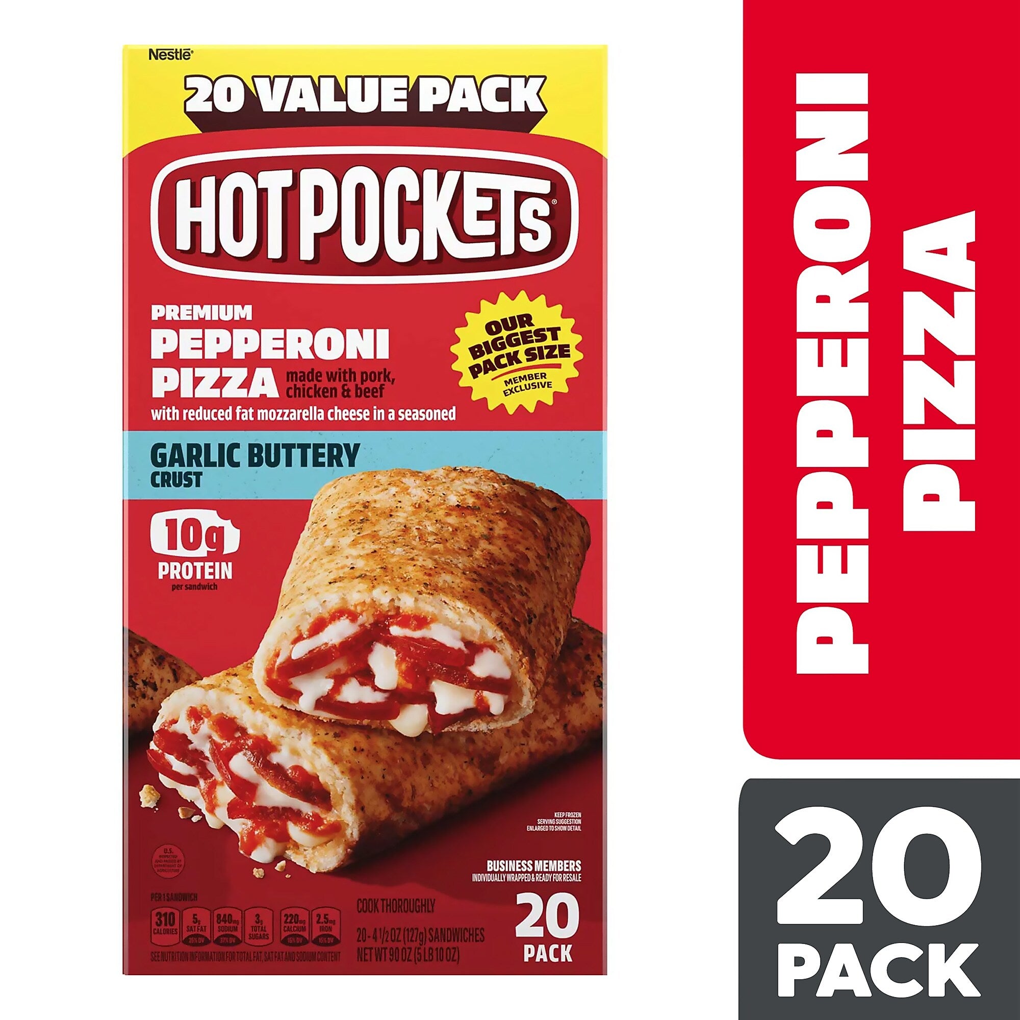 Hot Pockets Pepperoni Pizza Sandwiches, Frozen, 20/Box