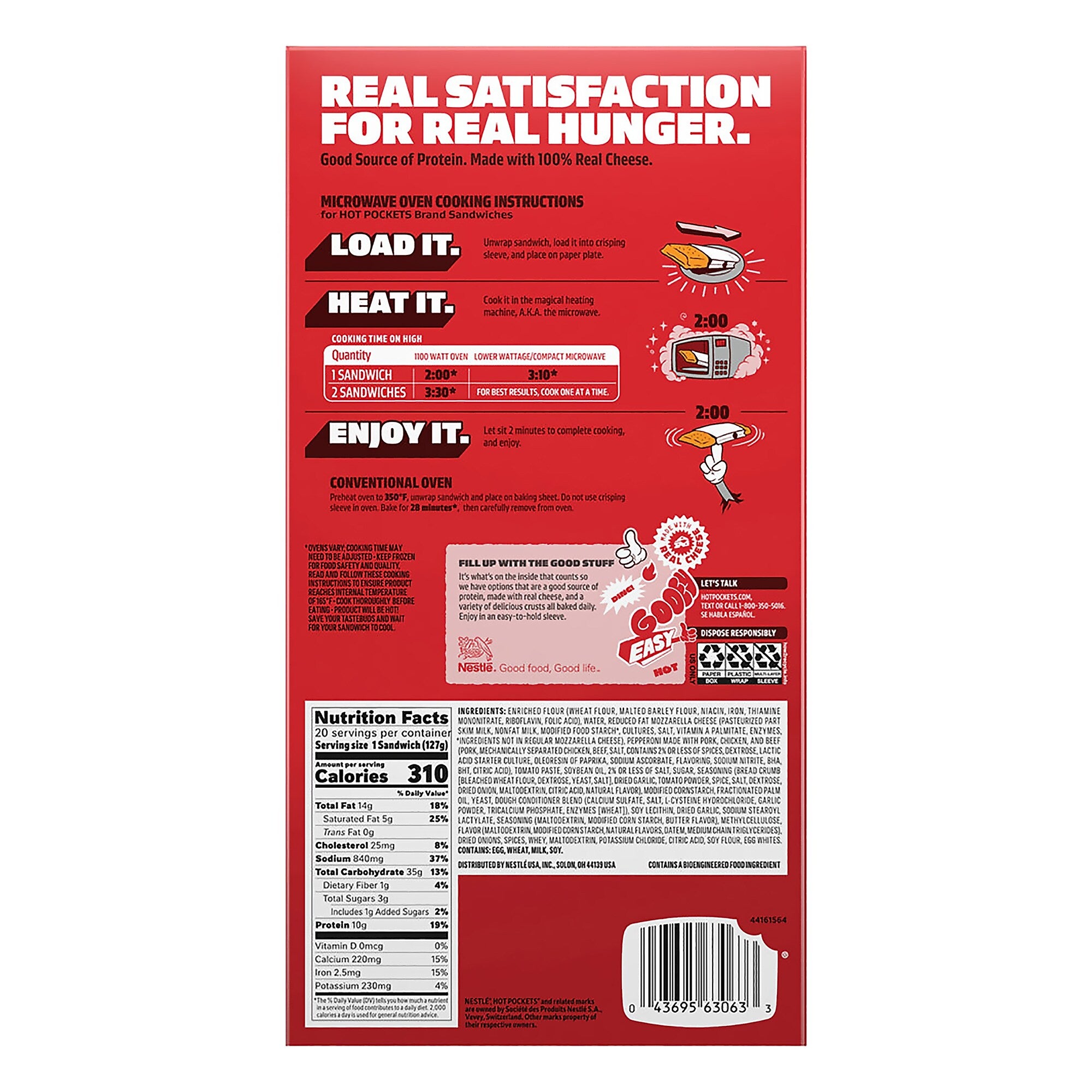 Hot Pockets Pepperoni Pizza Sandwiches, Frozen, 20/Box