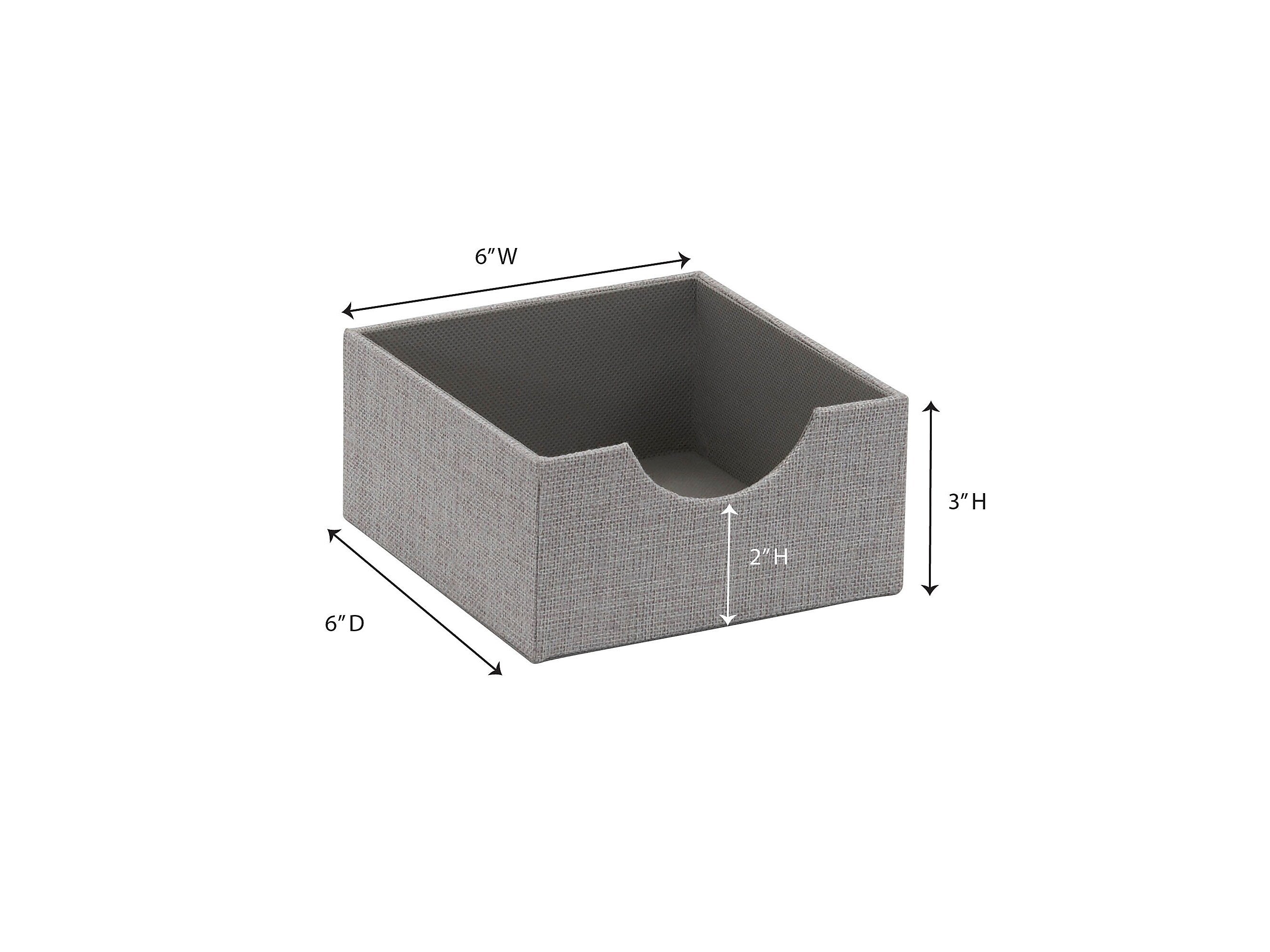 Household Essentials 1-Compartment Cardboard/Poly Linen/Nonwoven PP Drawer Organizer, Gray, 2/Set