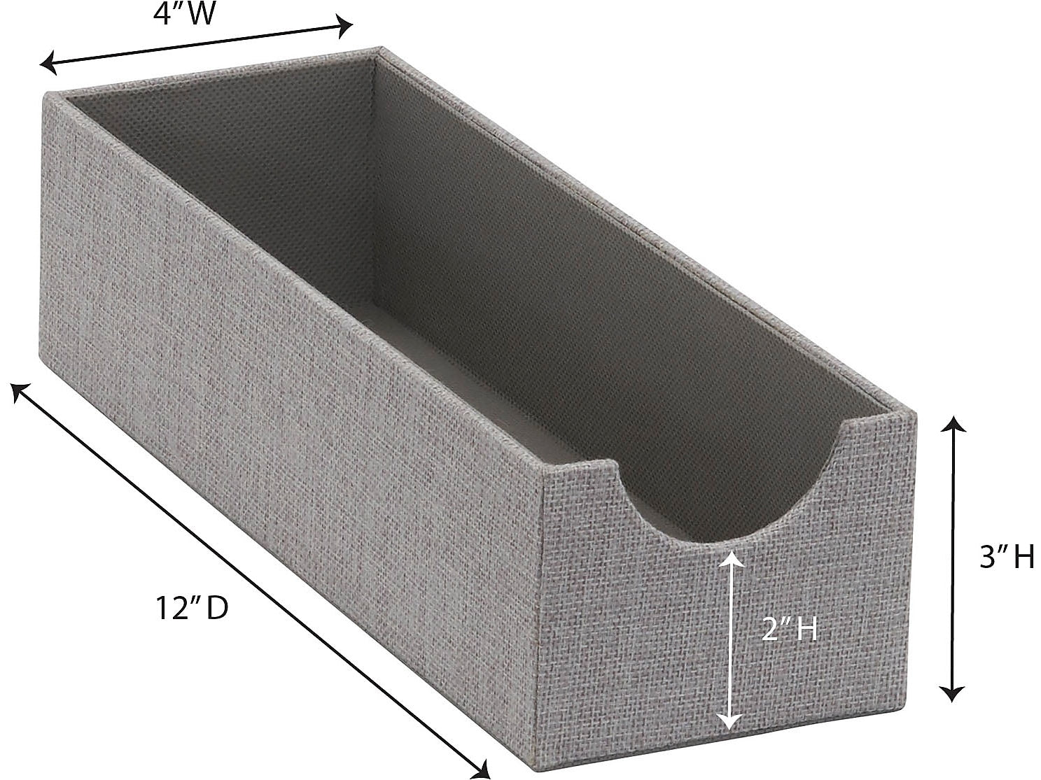 Household Essentials 1-Compartment Cardboard/Poly Linen/Nonwoven PP Drawer Organizer, Gray