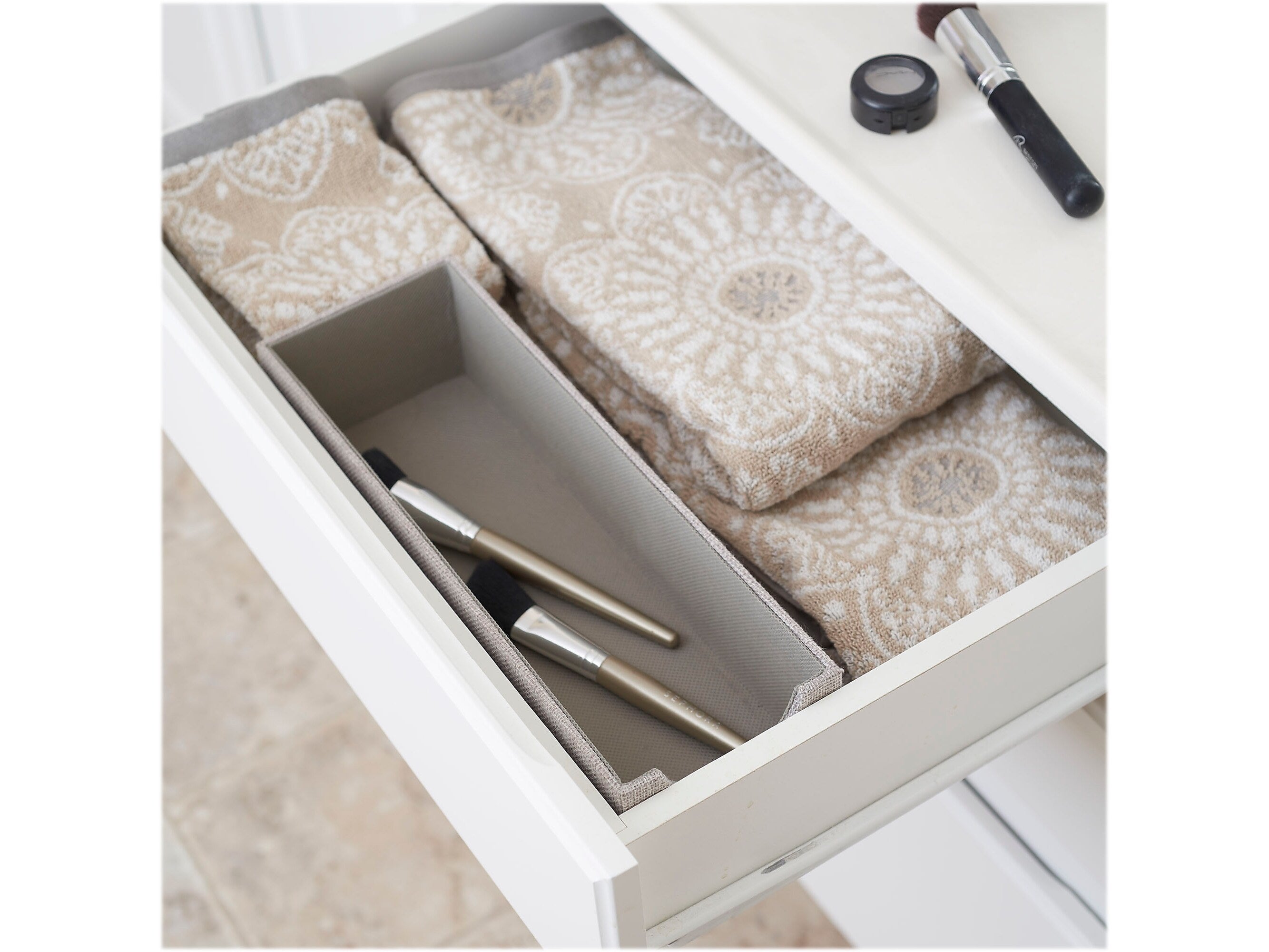 Household Essentials 1-Compartment Cardboard/Poly Linen/Nonwoven PP Drawer Organizer, Gray