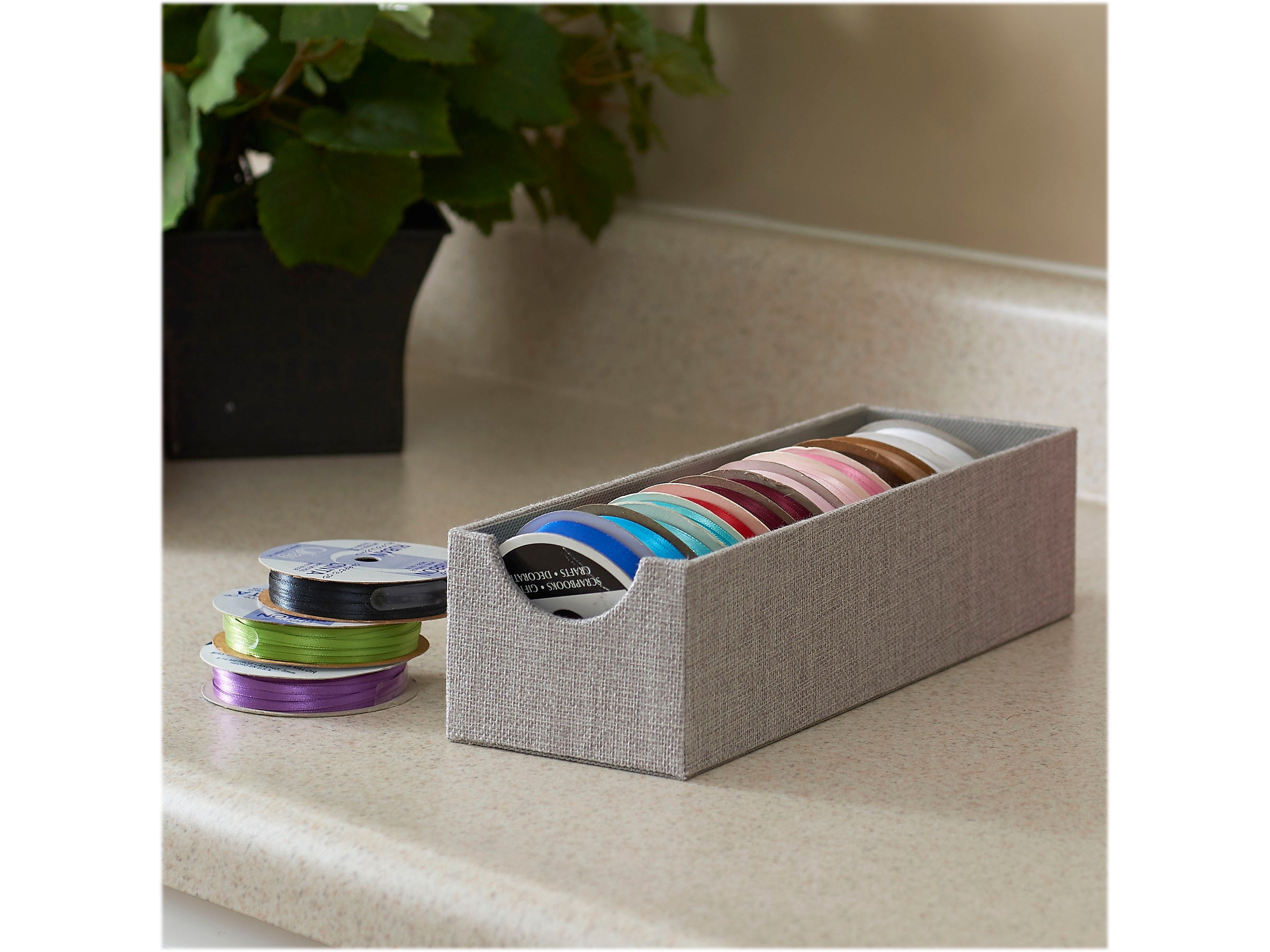 Household Essentials 1-Compartment Cardboard/Poly Linen/Nonwoven PP Drawer Organizer, Gray