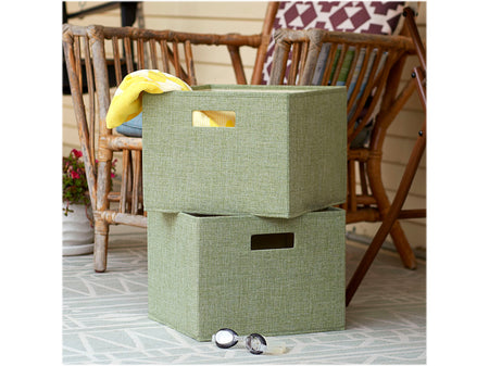 Household Essentials 10" x 13" Cube Storage, Celery, 2/Set