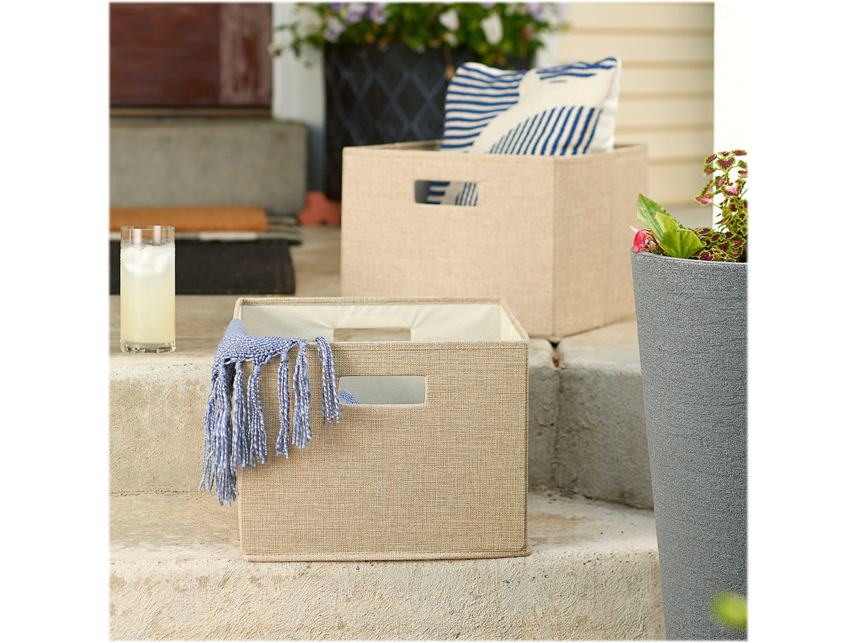 Household Essentials 10" x 13" Cube Storage, Latte, 2/Set