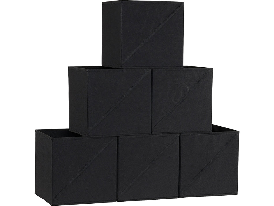 Household Essentials 11" x 11" Bin Storage, Black, 6/Set