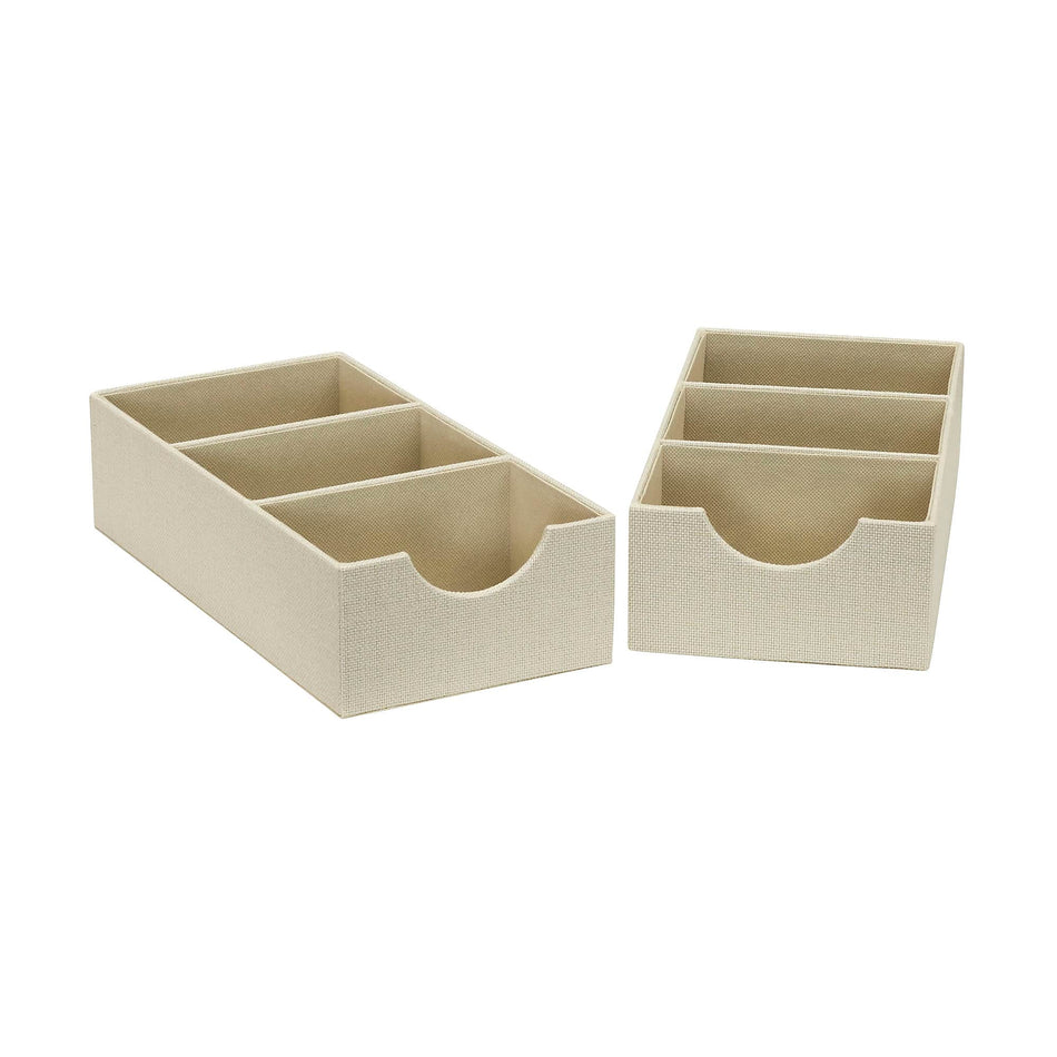 Household Essentials 3-Compartment Drawer Organizers, Cream Linen, 2/Pack