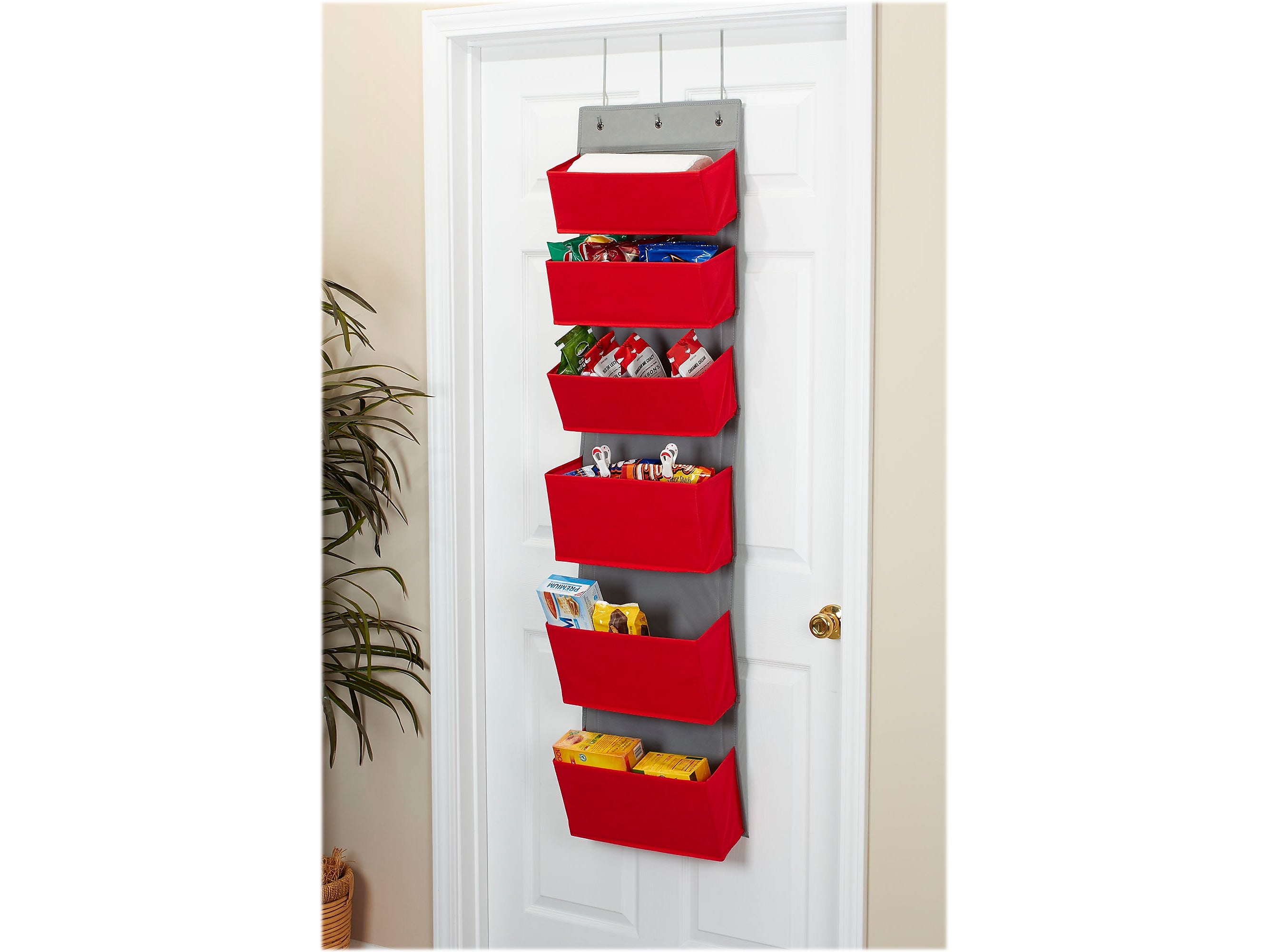 Household Essentials 53.5" x 14.5" 6-Pocket Organizer, Red