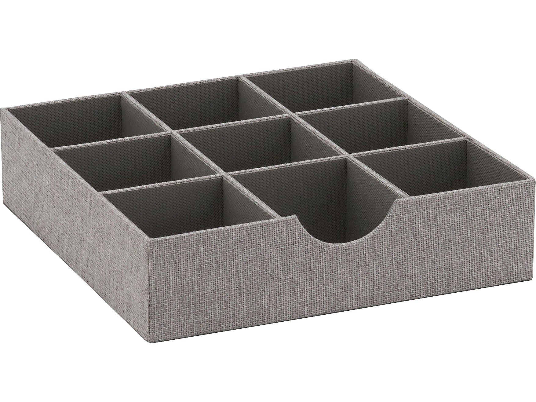 Household Essentials 9-Compartment Cardboard/Polyester Drawer Organizer, Gray