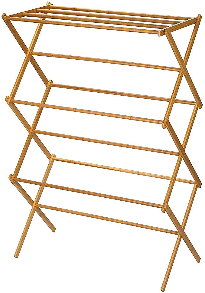 Household Essentials Expandable Bamboo Drying Rack, Brown