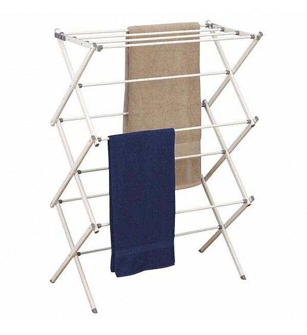 Household Essentials Expandable Wood Drying Rack, Brown/White