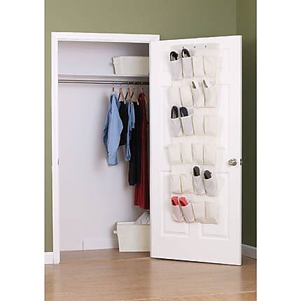 Household Essentials Over-the-Door Shoe Organizer With 24 Pockets, Natural