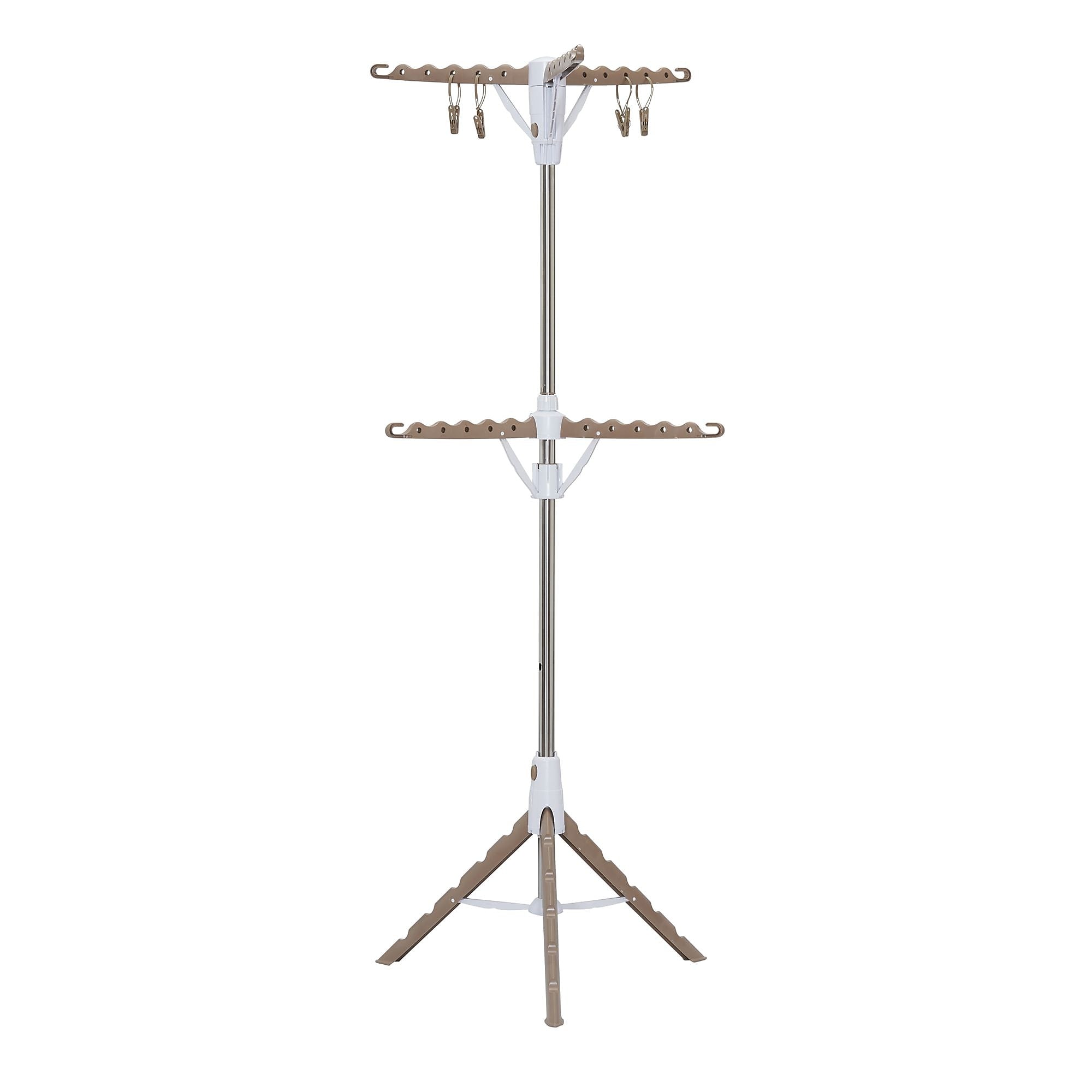 Household Essentials Tripod Plastic Drying Rack, Tan/White