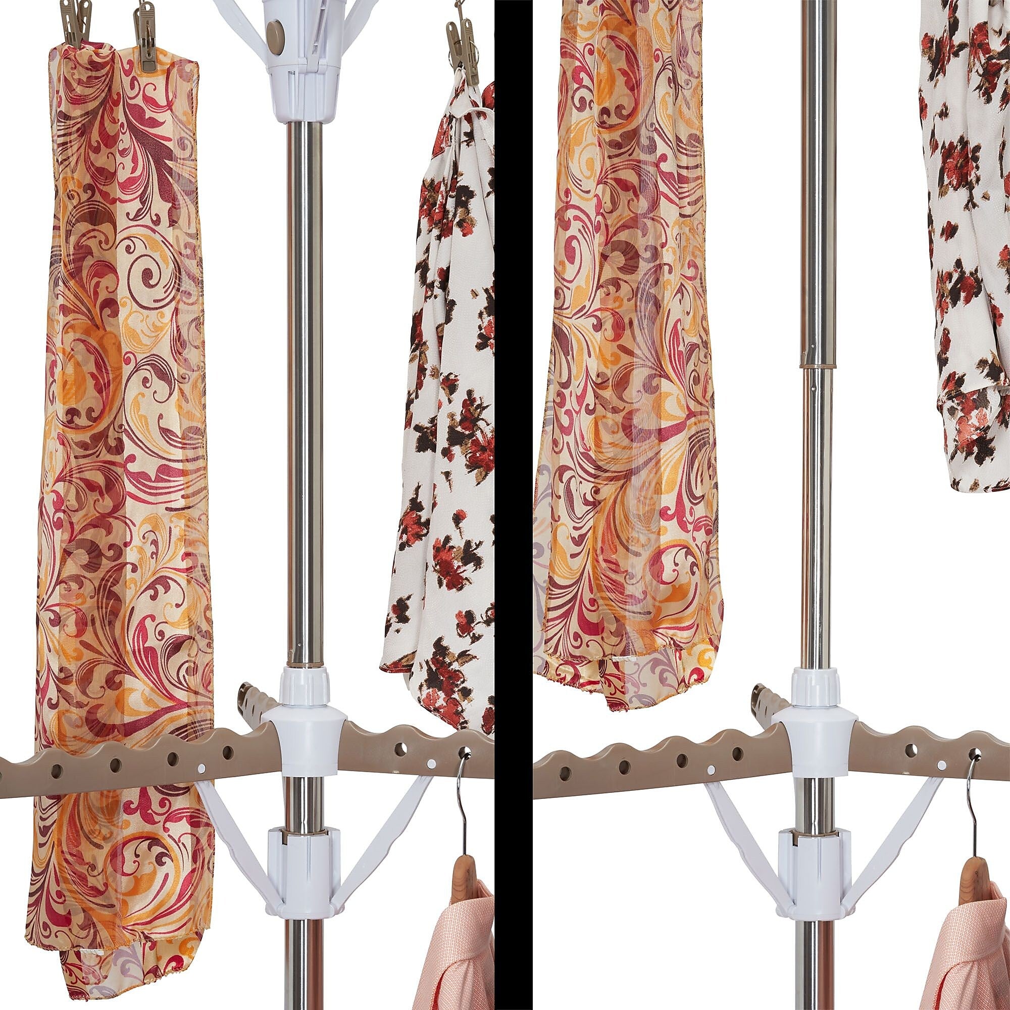 Household Essentials Tripod Plastic Drying Rack, Tan/White