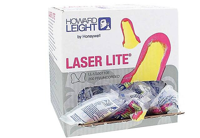 Howard Leight Laser Lite Uncorded Earplugs, Magenta/Yellow, 200/Box