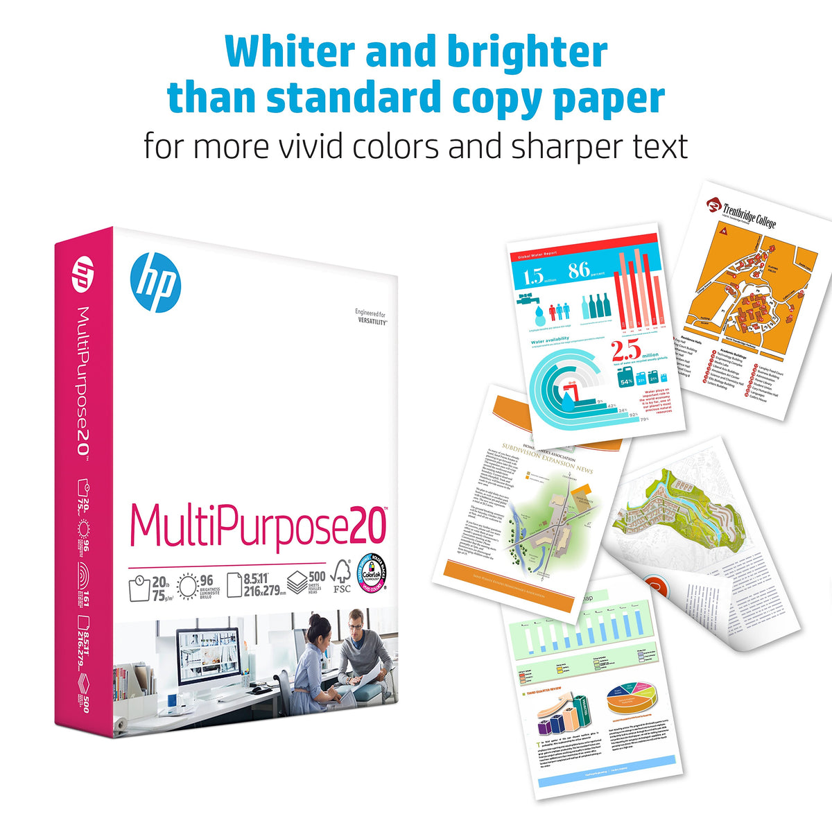 HP 11" x 17" Multipurpose Paper, 20 lbs., 96 Brightness, 500/Ream