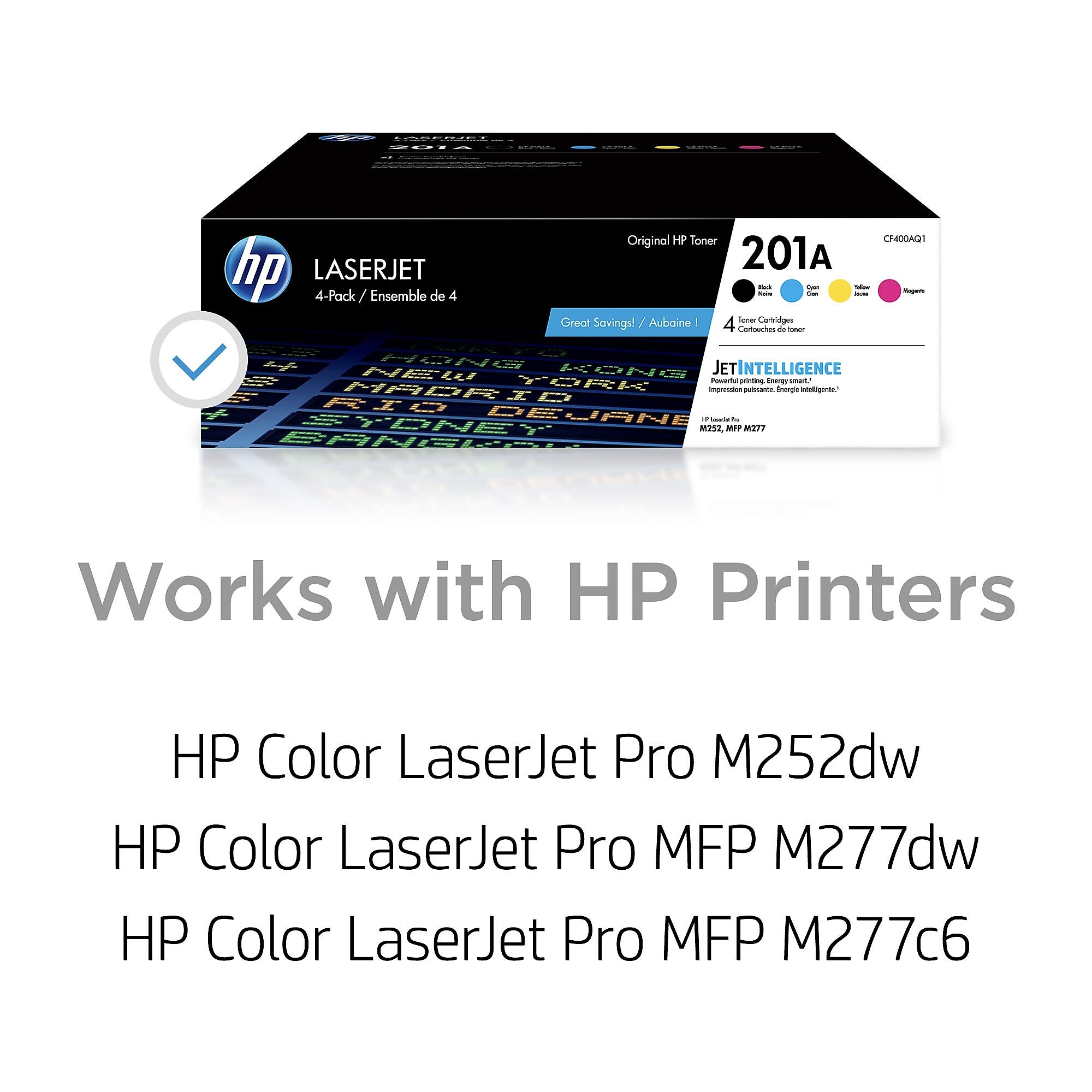 HP 201A Black/Cyan/Magenta/Yellow Standard Yield Toner Cartridge, 4/Pack