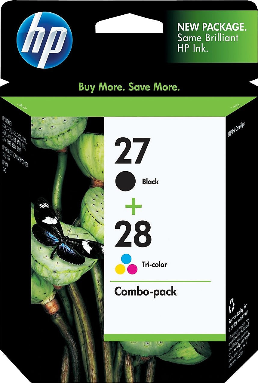 HP 27/28 Black/Tri-Color Standard Yield Ink Cartridge, 2/Pack