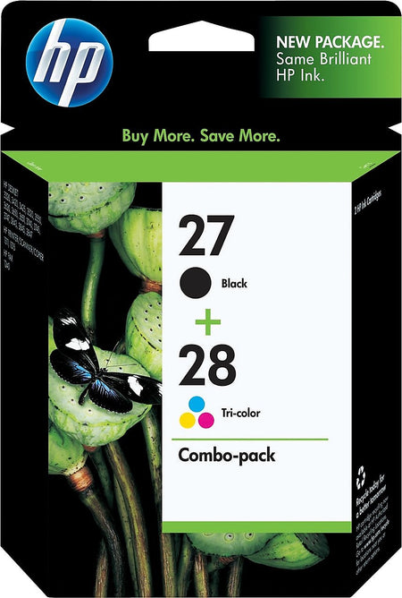 HP 27/28 Black/Tri-Color Standard Yield Ink Cartridge, 2/Pack