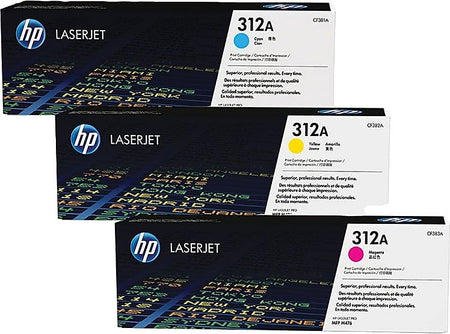 HP 312A Cyan/Magenta/Yellow Standard Yield Toner Cartridge, 3/Pack