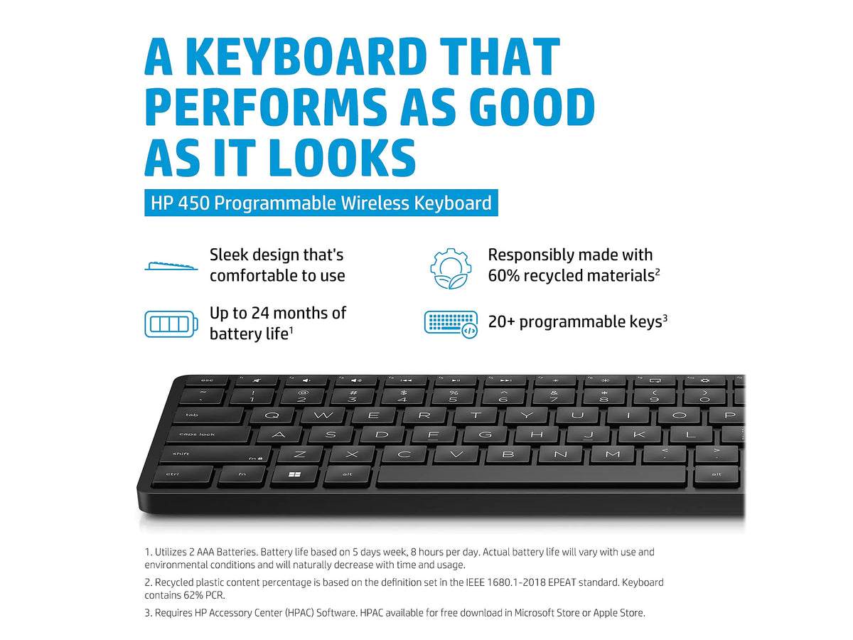 HP 450 Programmable Wireless Keyboard, Black