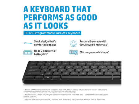 HP 450 Programmable Wireless Keyboard, Black