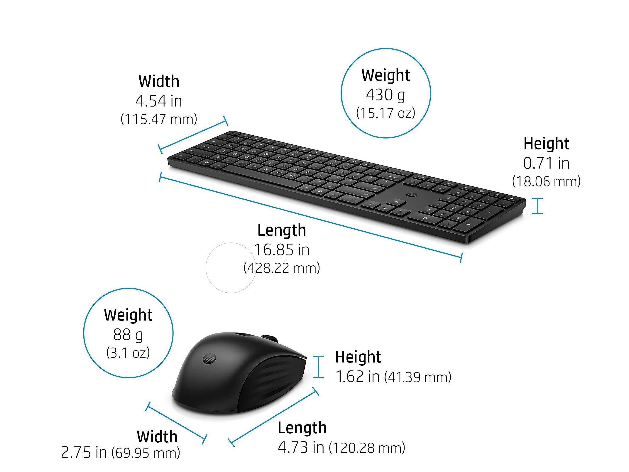 HP 650 Wireless Programmable Keyboard and Optical Mouse Combo, Black