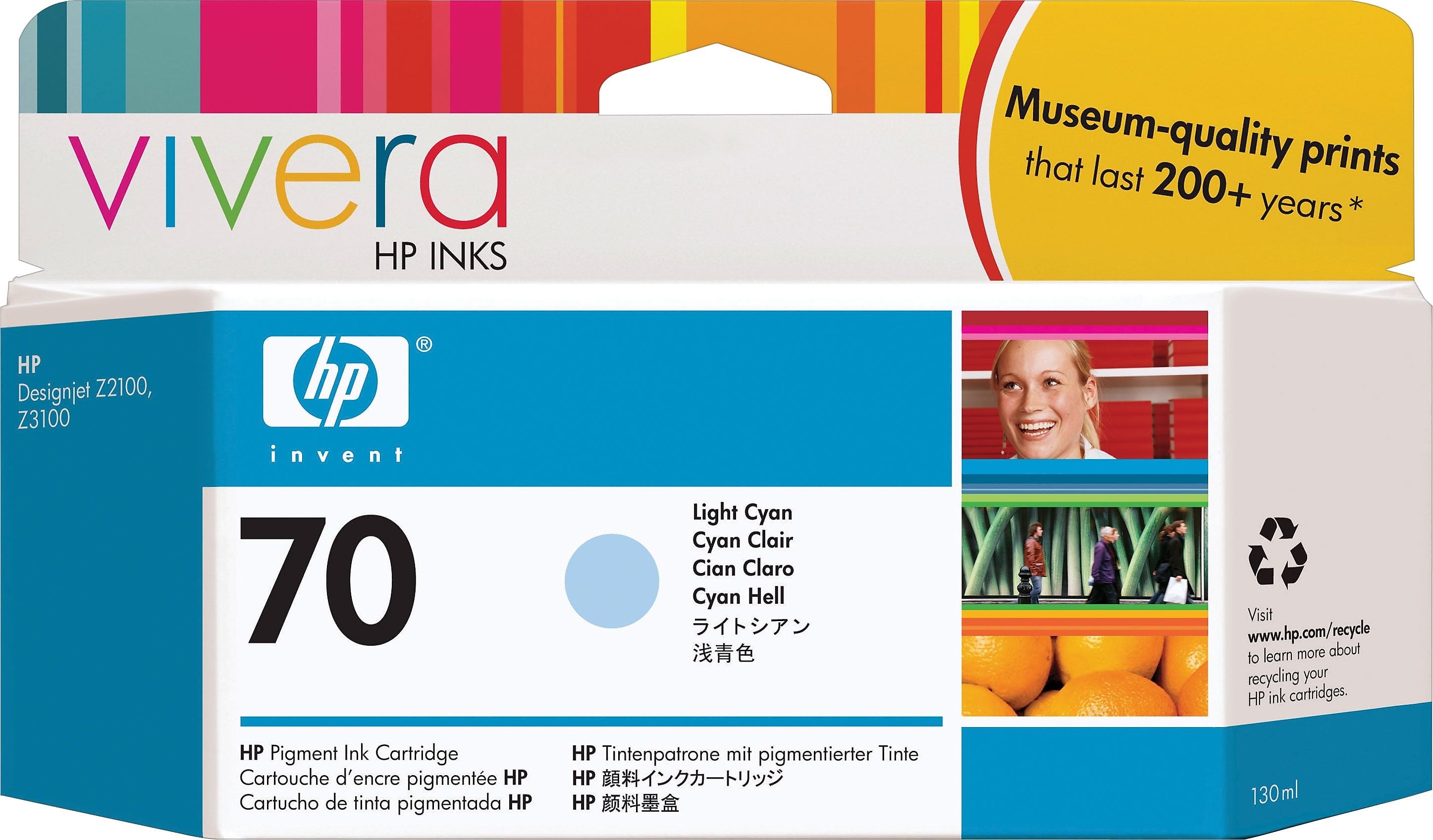 HP 70 Light Cyan Standard Yield Ink Cartridge