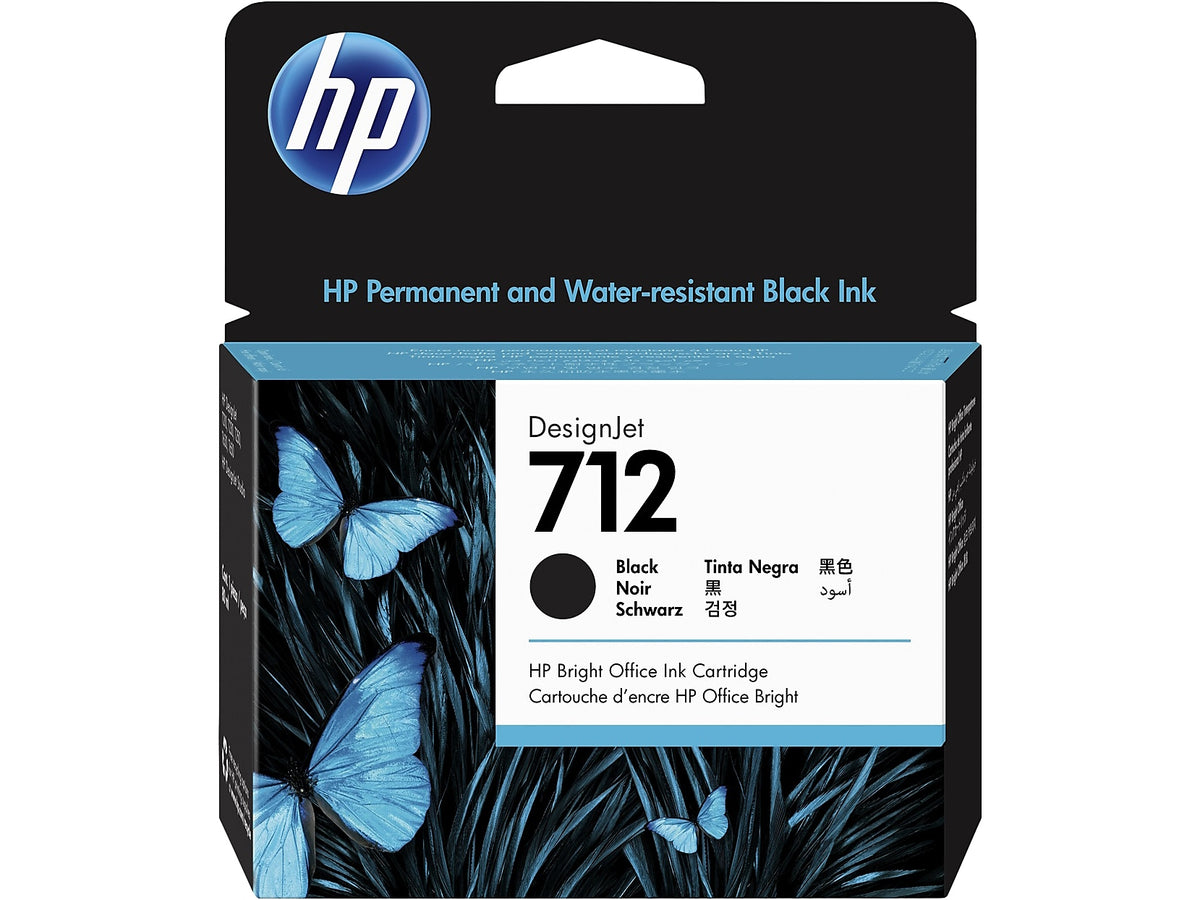 HP 712 Black Standard Yield Ink Cartridge, 80ml