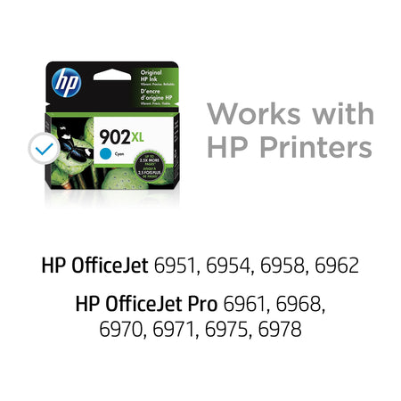 HP 902XL Cyan High Yield Ink Cartridge , print up to 750 pages