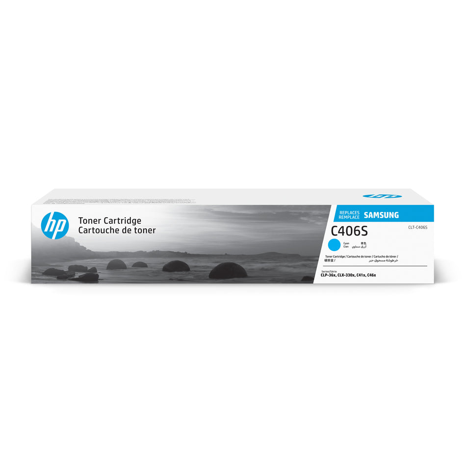 HP C406S Cyan Toner Cartridge for Samsung CLT-C406S , Samsung-branded printer supplies are now HP-branded