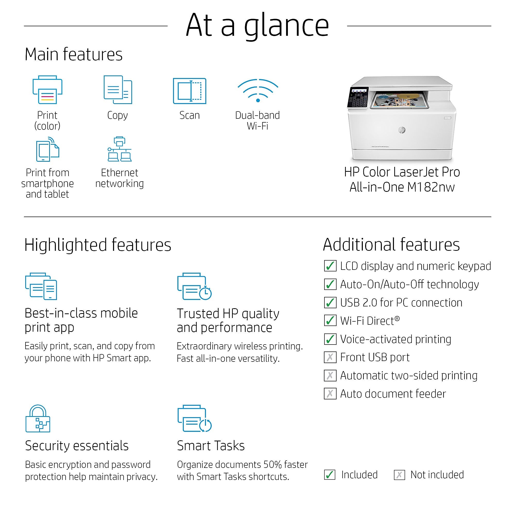 HP Color LaserJet Pro M182nw Wireless All-in-One Laser Printer