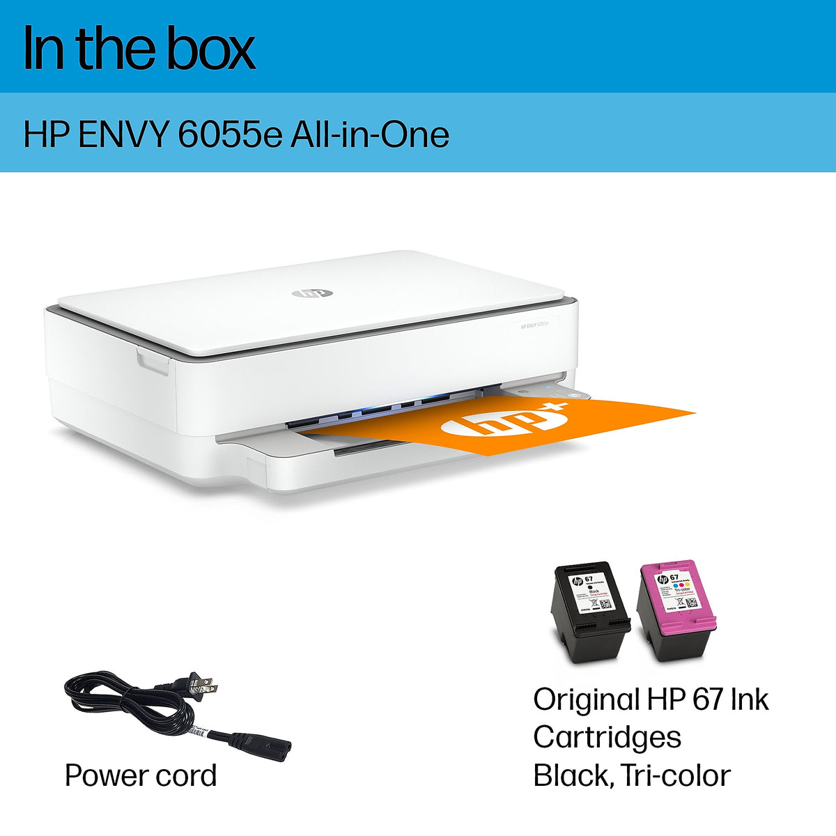 HP ENVY 6055e Wireless All-in-One Color Printer, Scan, Copy, Best for Home, 3 Months of Free Ink with HP+