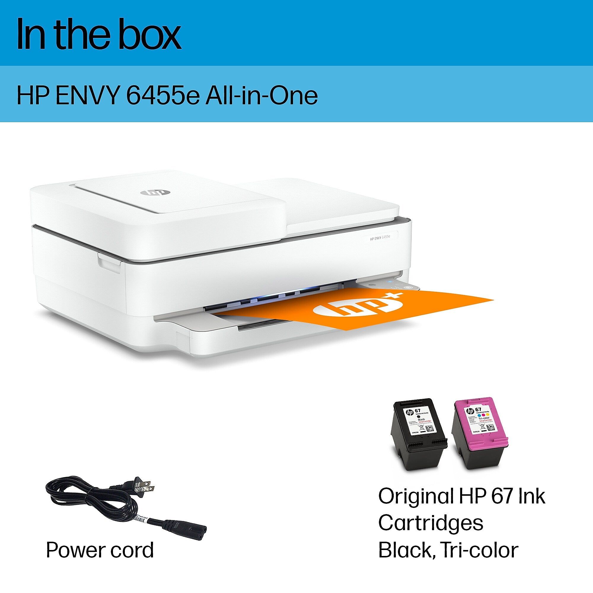 HP ENVY 6455e Wireless All-in-One Color Printer, Scan, Copy, Best for Home, 3 Months of Free Ink with HP+