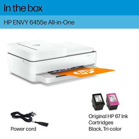 HP ENVY 6455e Wireless All-in-One Color Printer, Scan, Copy, Best for Home, 3 Months of Free Ink with HP+