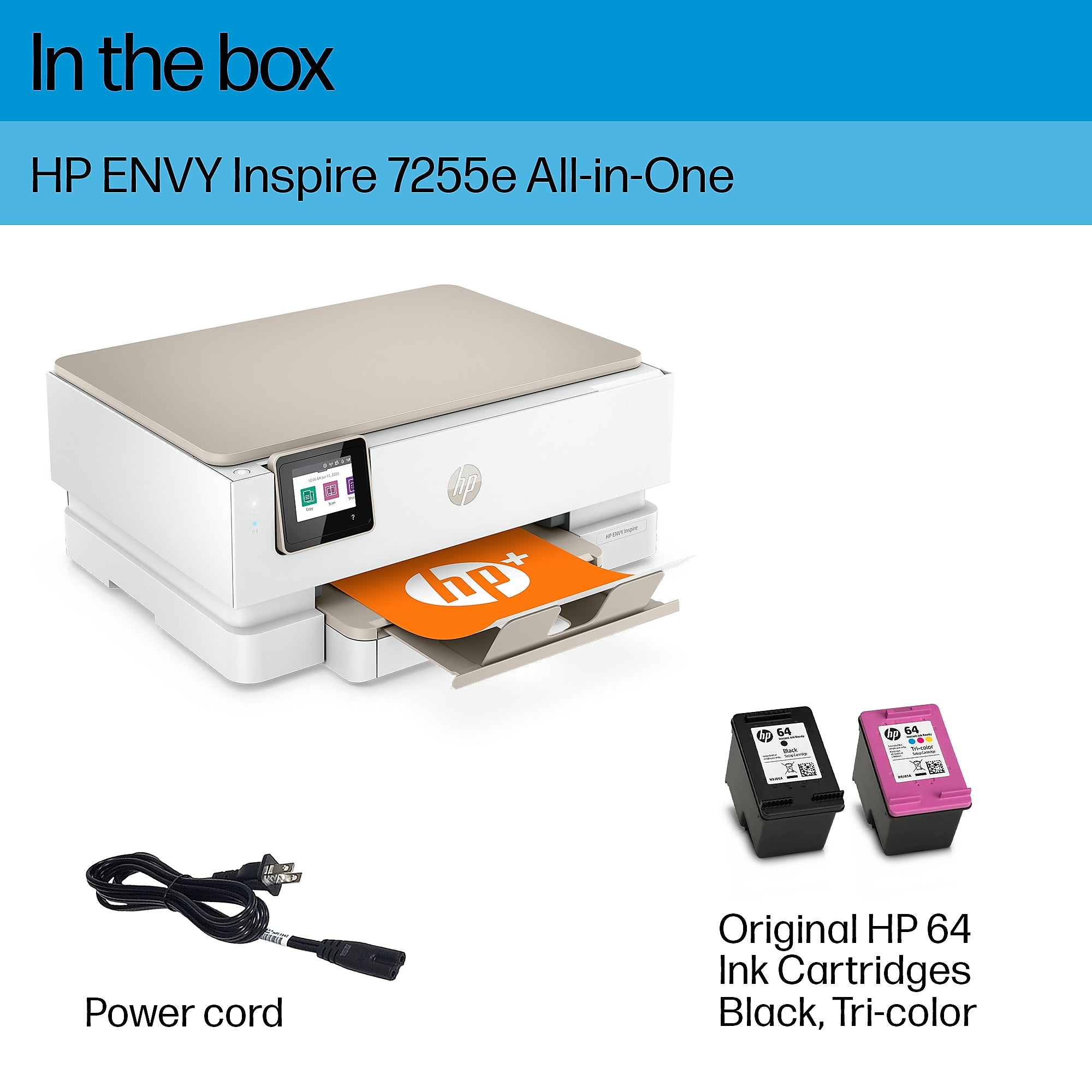 HP ENVY Inspire 7255e Wireless All-in-One Color Photo Printer, Scan, Copy, Best for Home, 3 Months of Free Ink with HP+