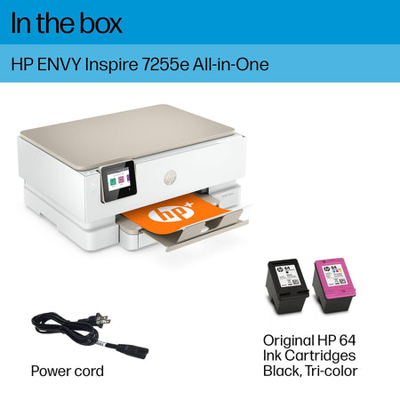 HP ENVY Inspire 7255e Wireless All-in-One Color Photo Printer, Scan, Copy, Best for Home, 3 Months of Free Ink with HP+