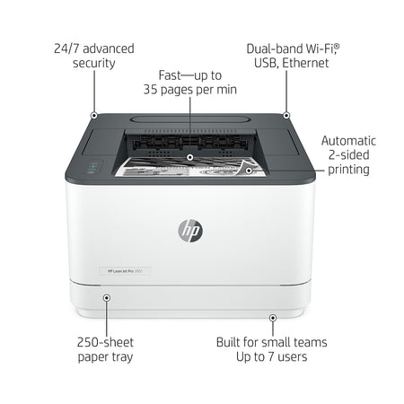 HP LaserJet Pro 3001dw Wireless Black & White Printer