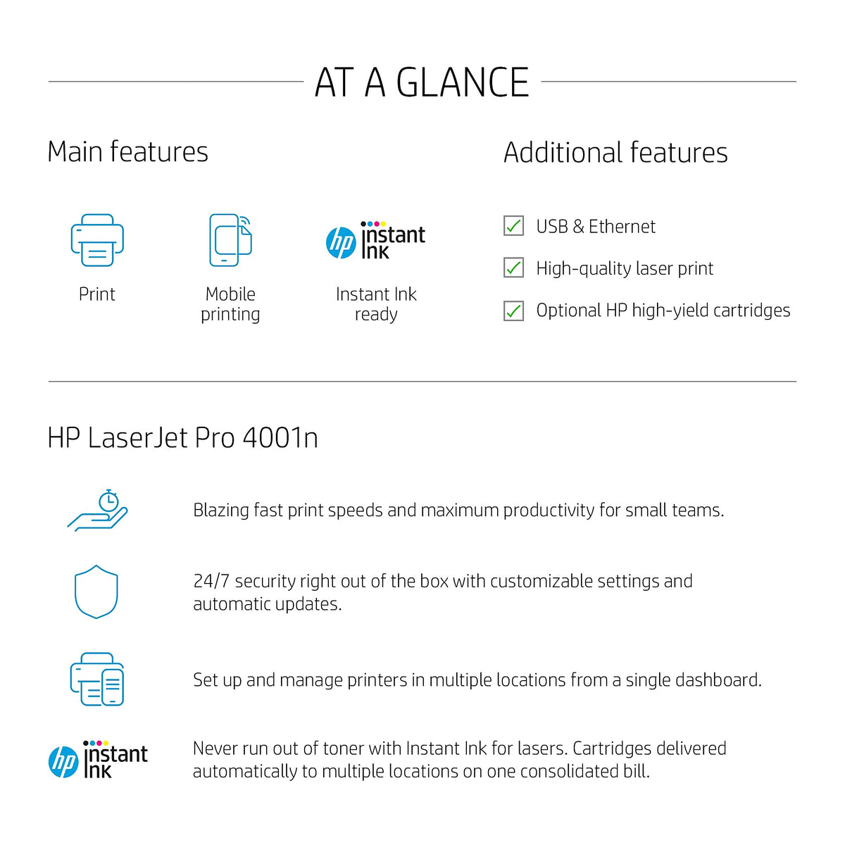 HP LaserJet Pro 4001n Black & White Printer