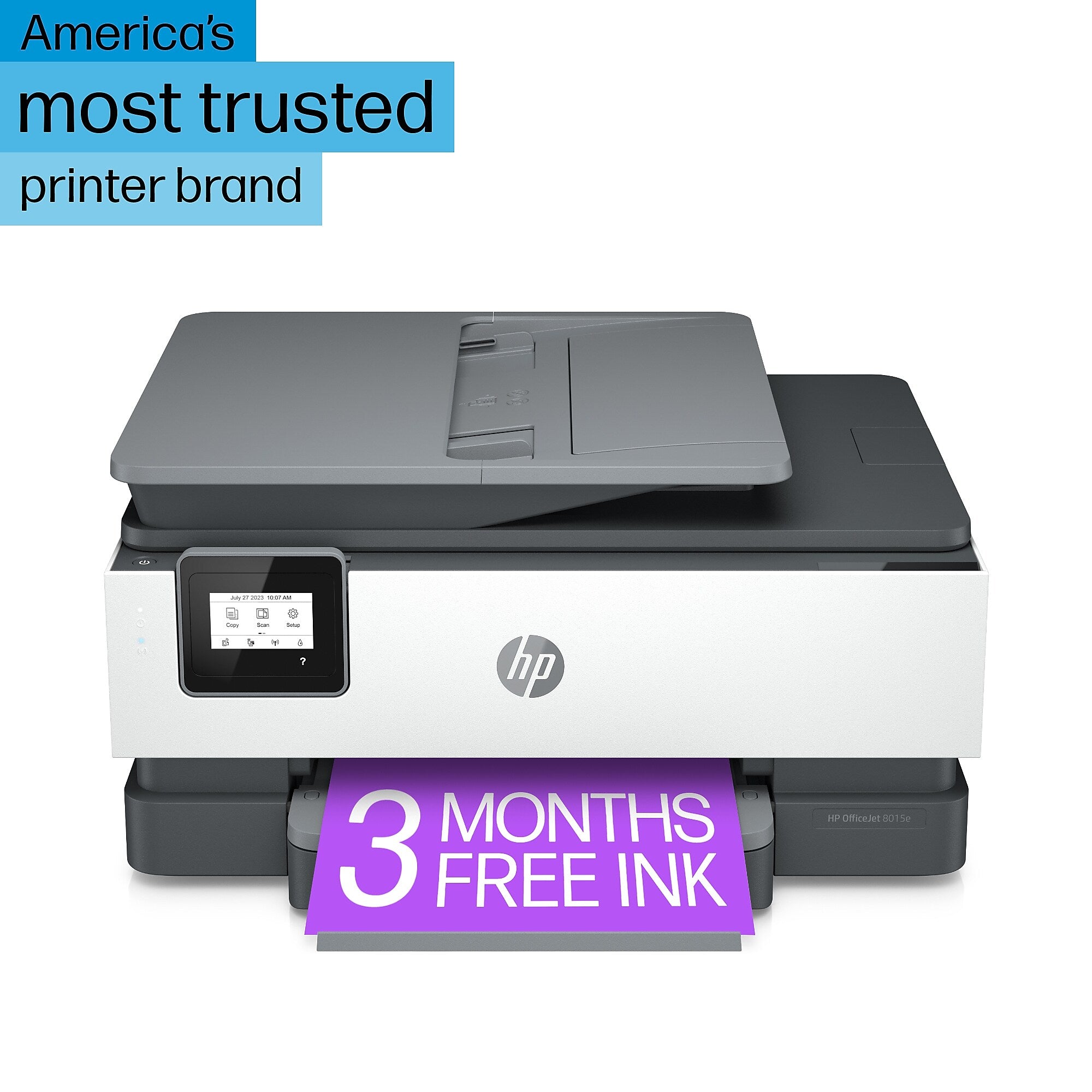 HP OfficeJet 8015e Wireless Color All-in-One Printer with 3 months of ink included