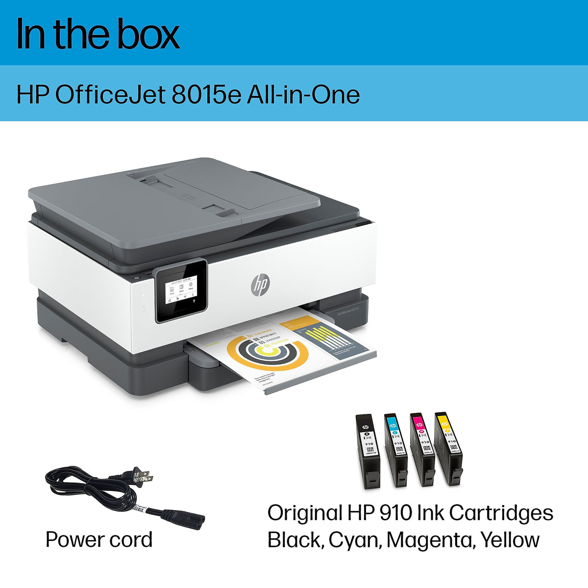 HP OfficeJet 8015e Wireless Color All-in-One Printer with 3 months of ink included