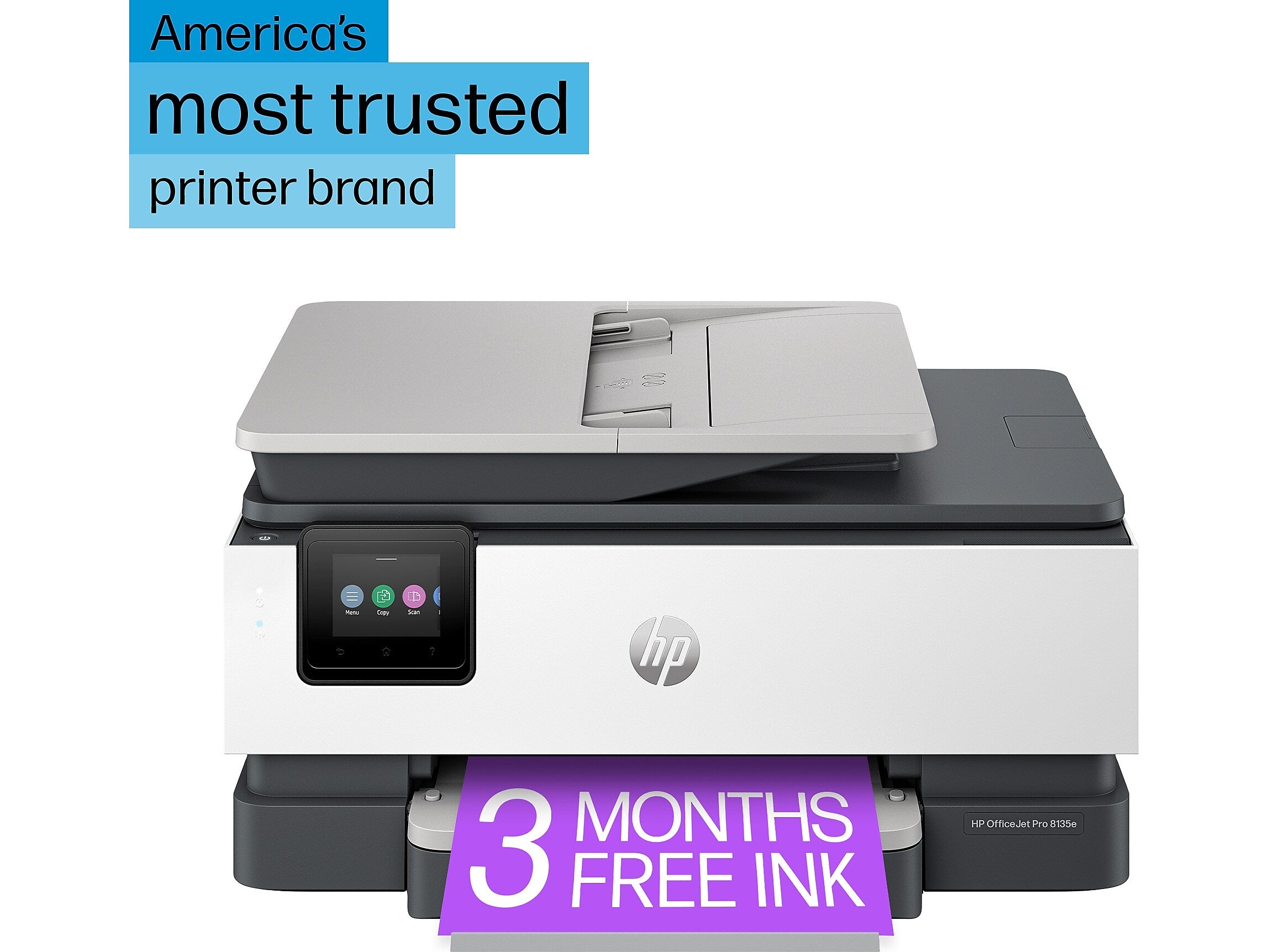 HP OfficeJet Pro 8135e Wireless All-in-One Color Inkjet Printer Scanner Copier, Best for Home Office, 3 months FREE INK